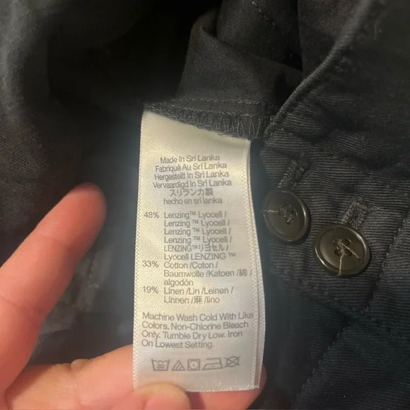 Madewell The Harlow High Rise Wide-Leg Linen-Blend Trouser Pant in True Black - Picture 5 of 9